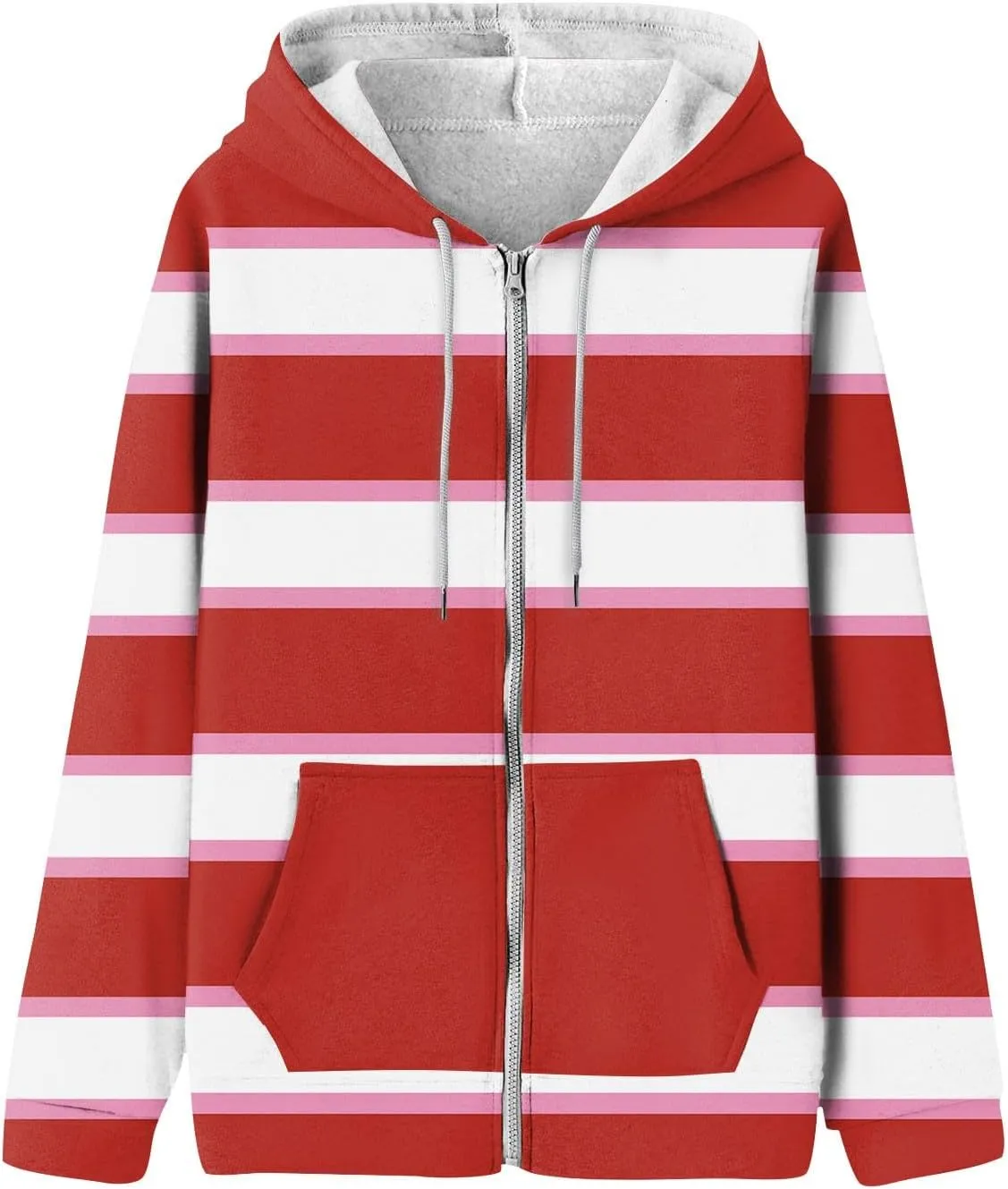 Zip Up Hoodies, Long Sleeve Oversized Full-zip Hoodie Sweatshirts Y2K Jacket Pockets Fall Fashion Clothes